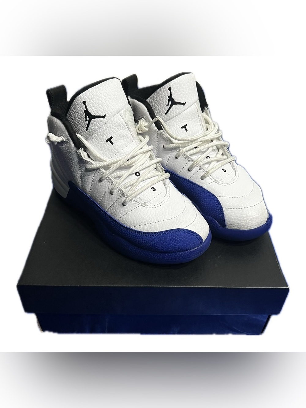 Nike White and Game Royal Air Jordan Retro Basketball Shoes